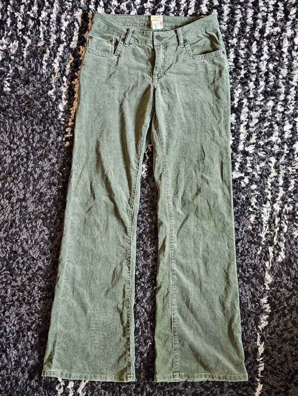Worn Y2K Corduroy Olive Green Flare Pants